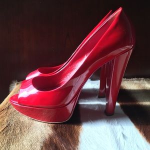 Authentic Miu Miu platform peep toe patent heels